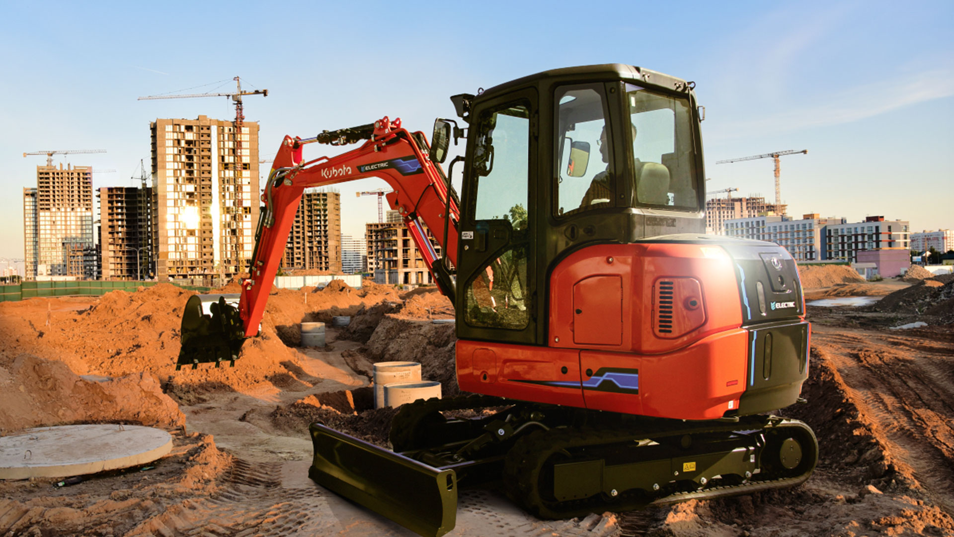 The Kubota KX38-4e Electric compact excavator